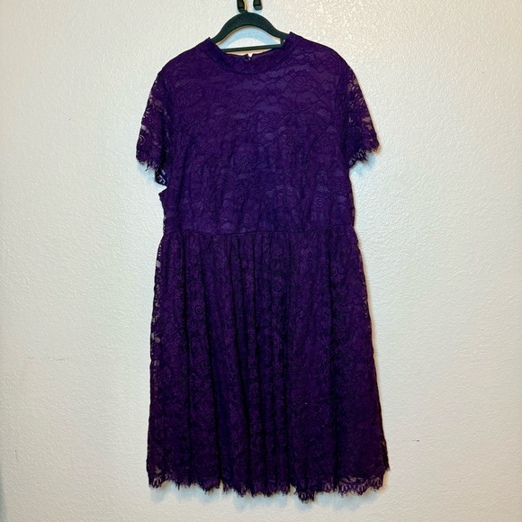 Torrid Deep Purple High Neck Lace Skater Party Dress Size 18 - Picture 12 of 16